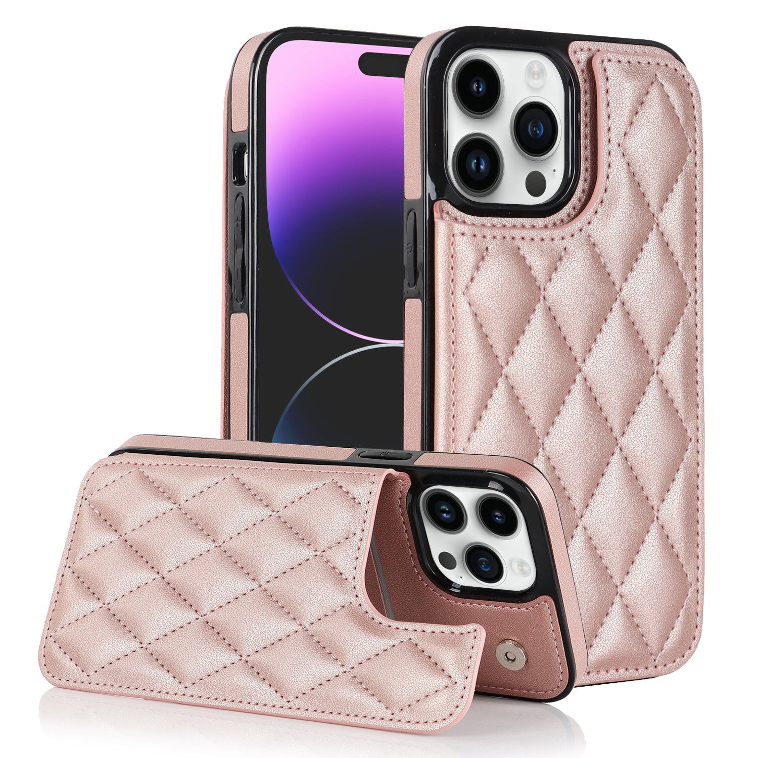 PU Leather TPU Phone Cover for iPhone 14 Pro Max Stitching Line Kickstand Card Holder Phone Case PU Leather TPU Phone Cover for iPhone 14 Pro Max Stitching Line Kickstand Card Holder Phone Case